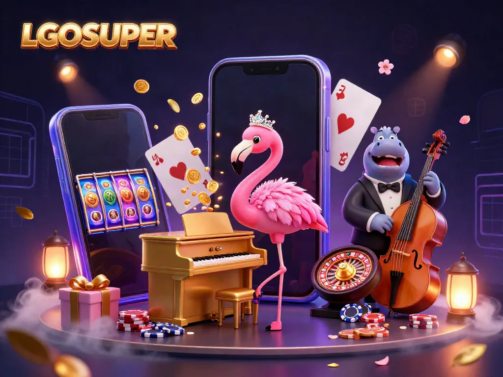 Experience thrilling gaming at LGOSUPER with lively characters and vibrant casino elements