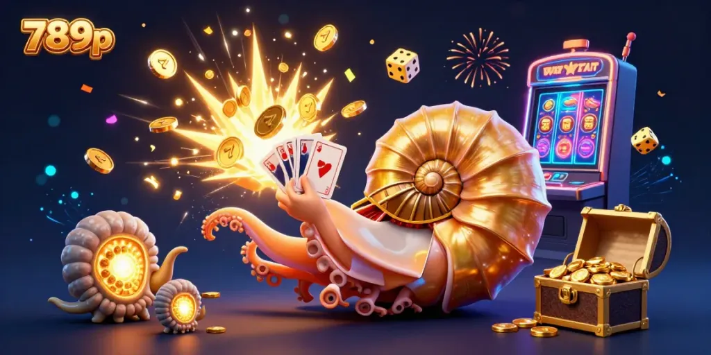 Experience the excitement of 789p with a giant nautilus roulette wheel and a vibrant jackpot explosion.