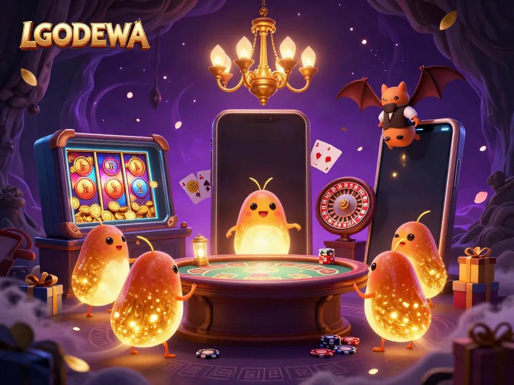 Experience the enchanting LGODEWA casino with glowworms illuminating the gameplay.