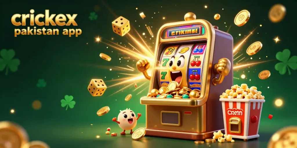 Experience thrilling wins with the crickex pakistan app in an exciting 3D illustration featuring vibrant casino elements.