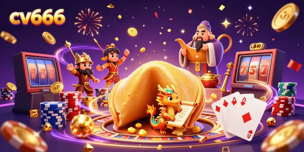 Experience thrilling wins with cv666 as coins, gems, and luck swirl in a vibrant casino atmosphere.