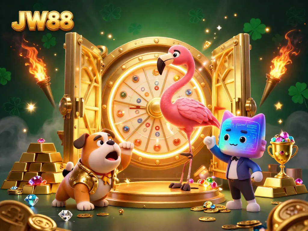 Experience the thrill of JW88 with a game show host flamingo and exciting prizes!