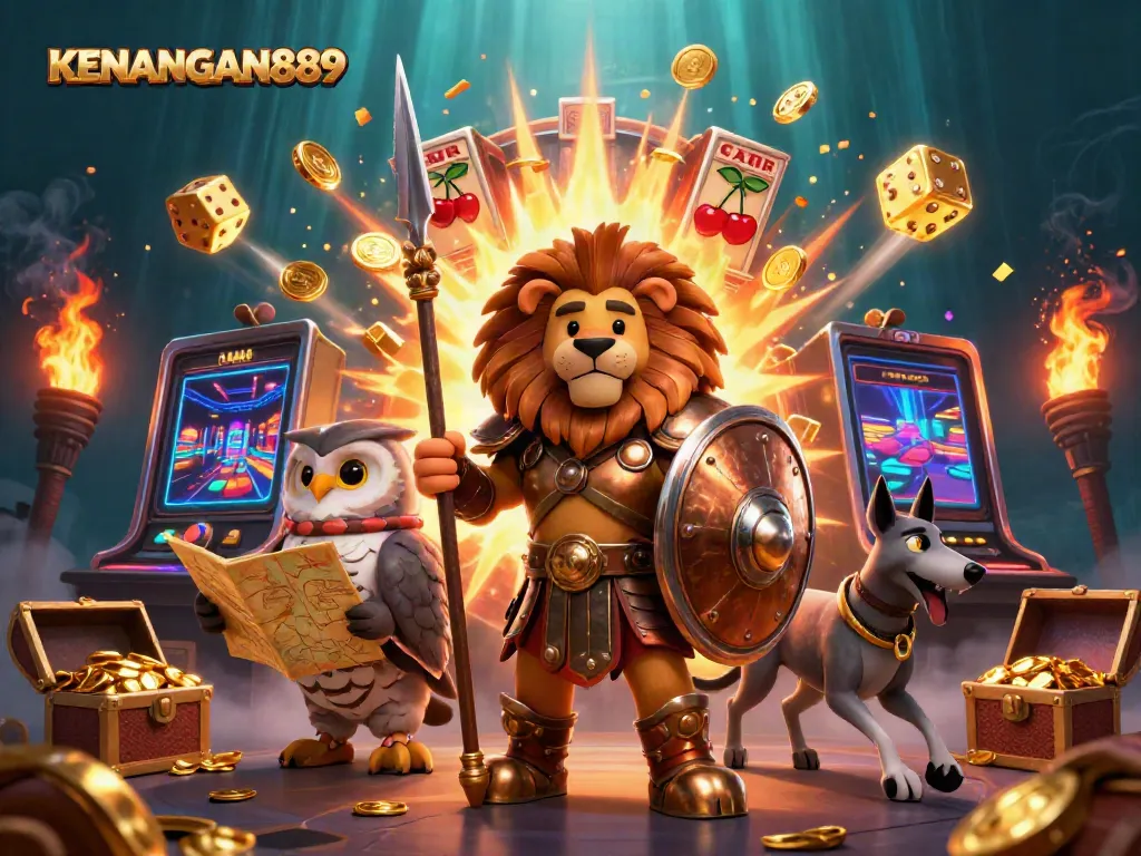 Experience the thrill of winning with KENANGAN889's vibrant casino scene, showcasing a jackpot explosion.