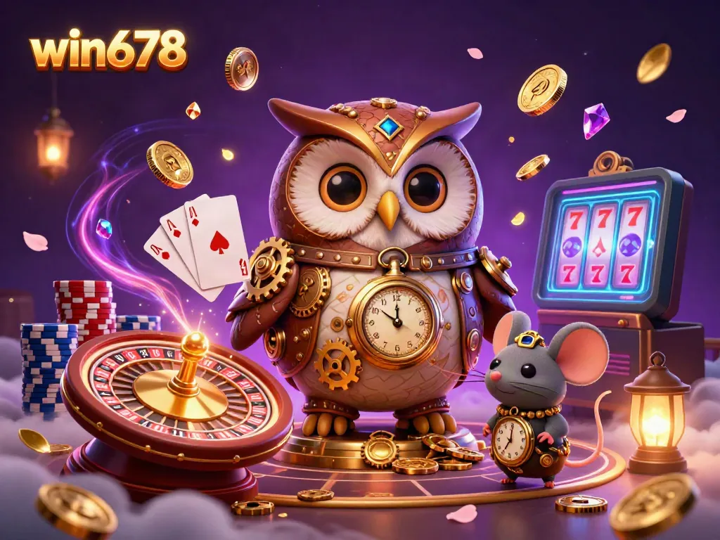 Experience the thrill of win678 in a vibrant 3D casino scene filled with sparkling rewards and engaging game elements.